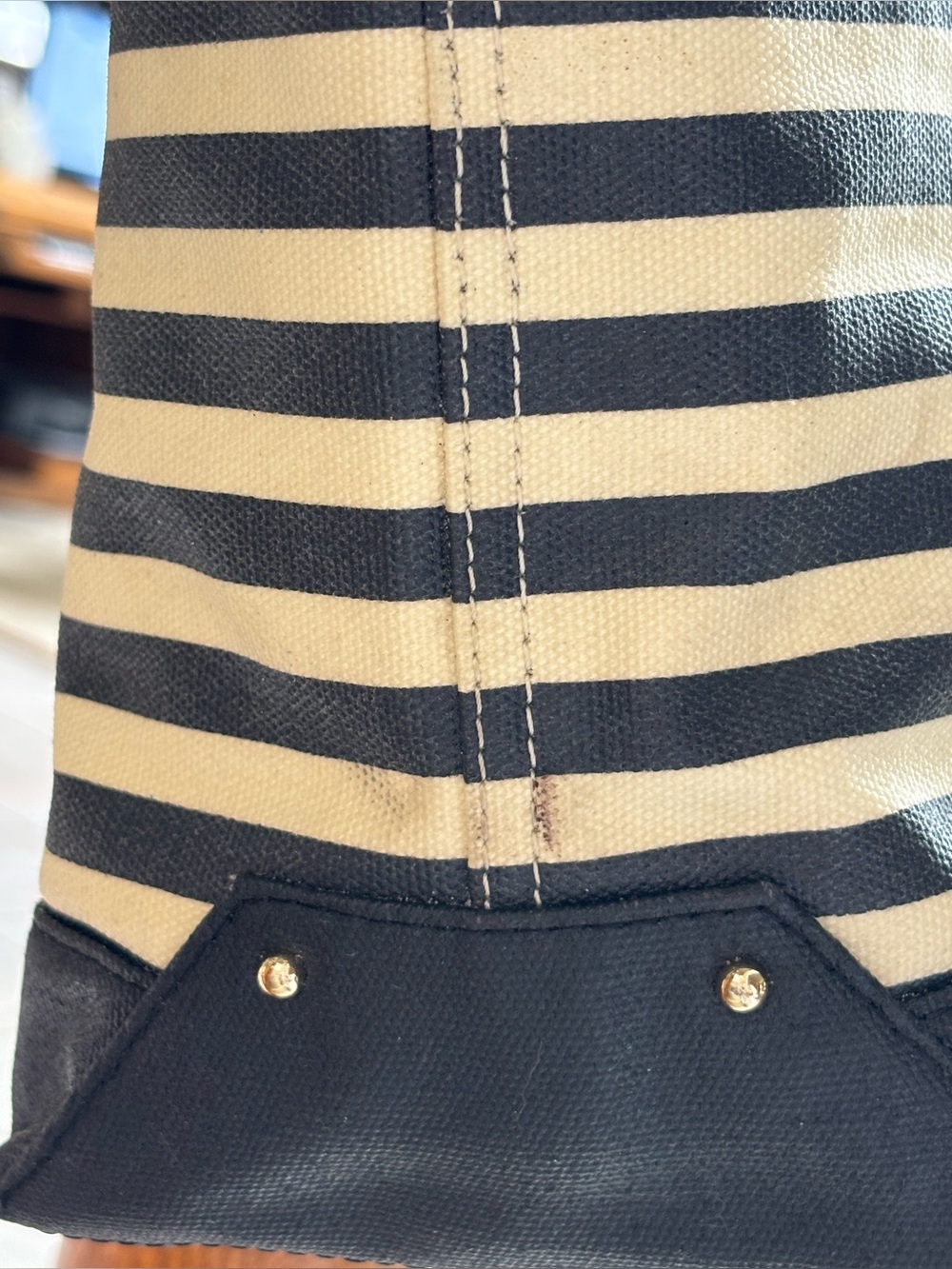 REBECCA MINKOFF $195 • 2016 Cherish Tote Navy Striped Canvas Leather Handles - Picture 4 of 11
